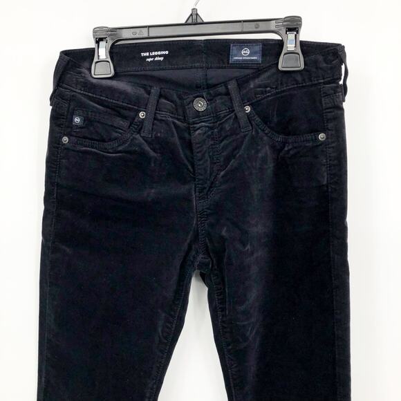 AG ADRIANO GOLDSCHMIED The Legging Velvet Jeans 24R US 00 Black Skinny NWT - Picture 5 of 13
